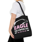 ETKD: "EAGLE TAE KWON DO" MWOL - Tote Bag - BLACK - (WHT/PNK Letters)
