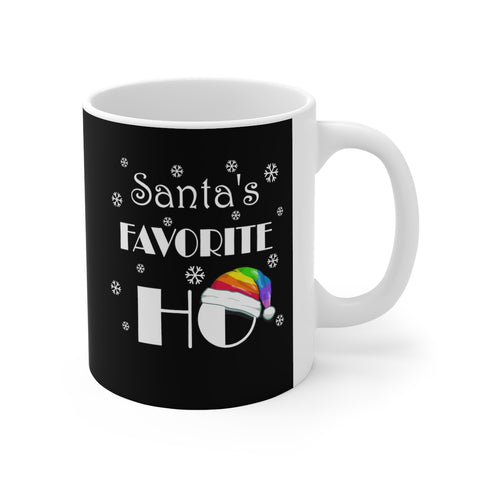 HD-C #3.1: "Santa's FAVORITE..." - 11oz Mug - Black - RAINBOW HAT
