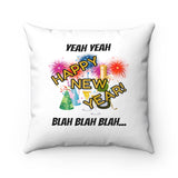 HD-NY #4: "YEAH YEAH HAPPY..." - Square Pillow - White