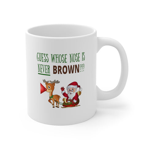 HD-C #2: "GUESS WHOSE NOSE..." - 11oz Mug - (GREEN LETTERS)