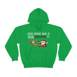 HD-C #2: "GUESS WHOSE NOSE..." - Unisex Hoodie (WHITE LETTERS)