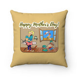 HD-MD #2: "Happy Mother's Day!" - Square Pillow - Tan