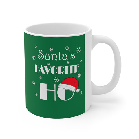 HD-C #3: "Santa's FAVORITE..." - 11oz Mug - Green - RED HAT
