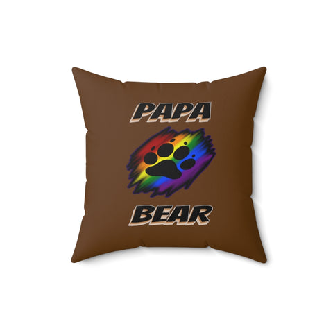 HD-LP #1: "PAPA BEAR" - Square Pillow - Mocha