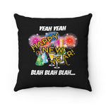 HD-NY #4: "YEAH YEAH HAPPY..." - Square Pillow - Black