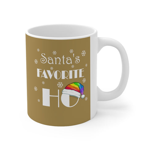 HD-C #3.1: "Santa's FAVORITE..." - 11oz Mug - Gold Knight - RAINBOW HAT
