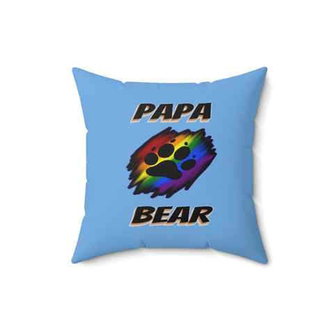 HD-LP #1: "PAPA BEAR" - Square Pillow - Aqua