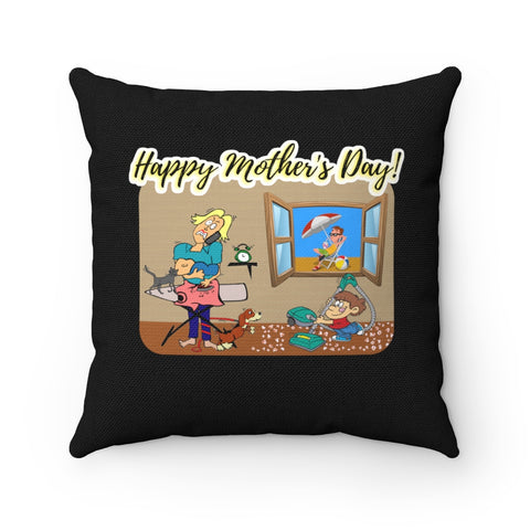 HD-MD #2: "Happy Mother's Day!" - Square Pillow - Black